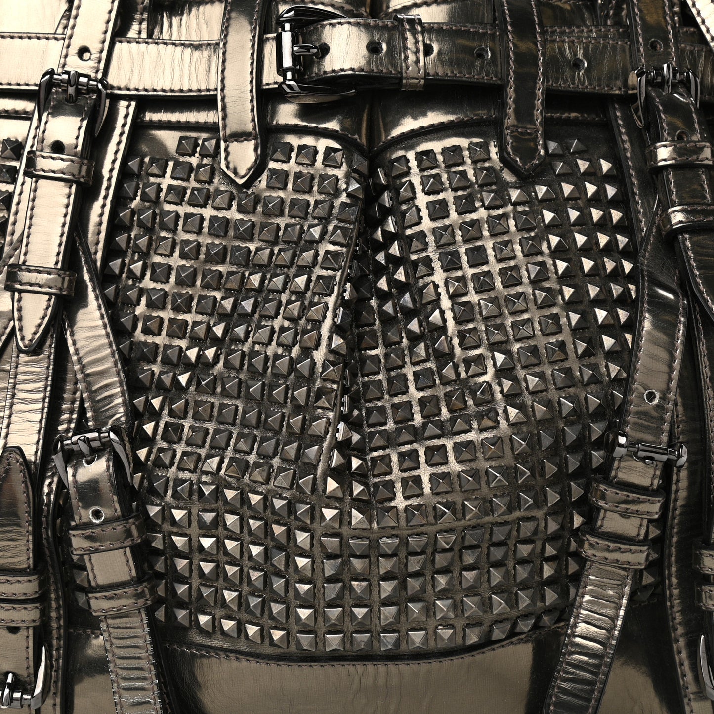 Metallic Patent Studded Rowan Pewter