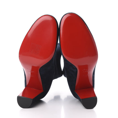 Christian Louboutin Veau Velours Stretch Gena 85 Bootie 38.5 Navy 5 of 7