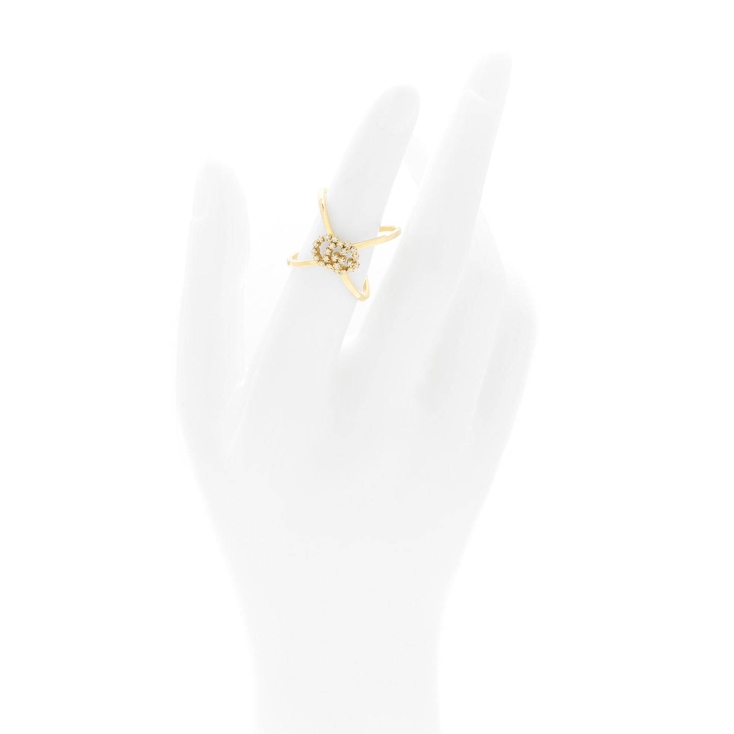 18K Yellow Gold Diamond Running G Cross Ring 52 6