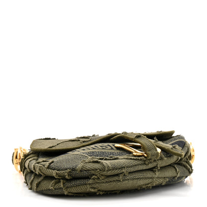 Christian Dior Canvas Embroidered Camouflage Saddle Bag Green 4 of 10