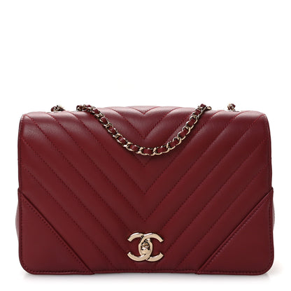 Chanel Calfskin Chevron Quilted Small Statement Flap Burgundy 1 of 11