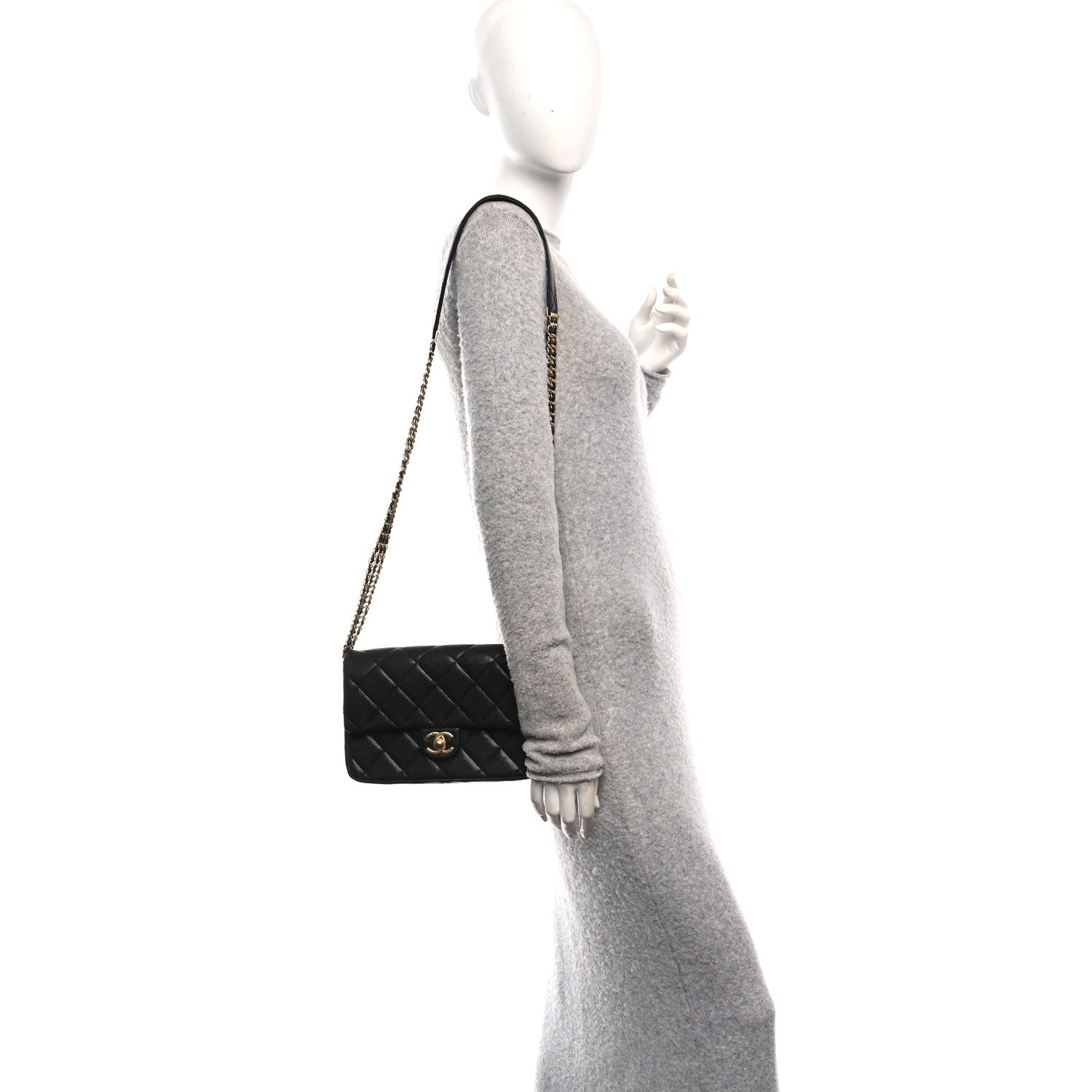 Chanel Caviar Quilted Chain Messenger Flap Bag Black 2 of 11