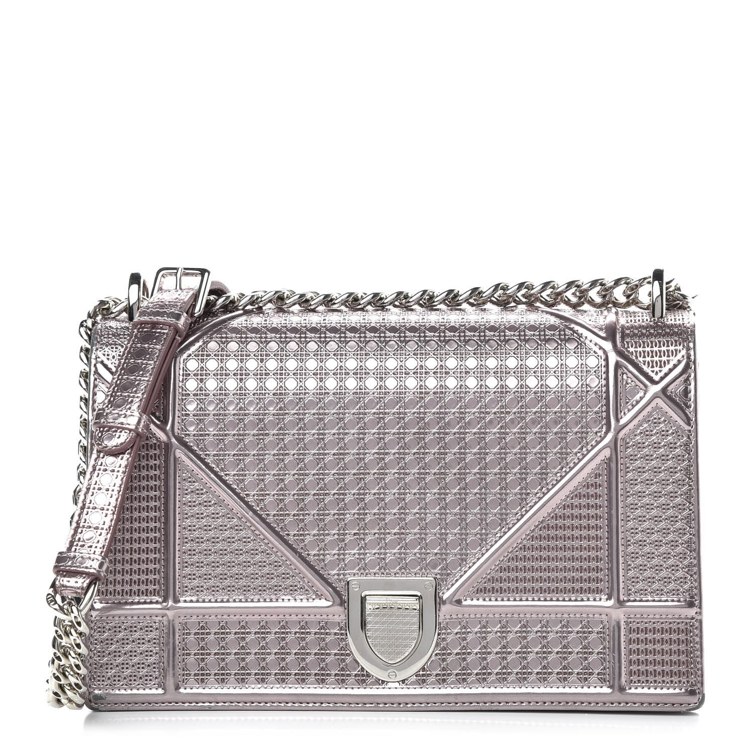 Christian Dior Metallic Patent Micro-Cannage Medium Diorama Flap Bag Hyper Pink 1 of 10