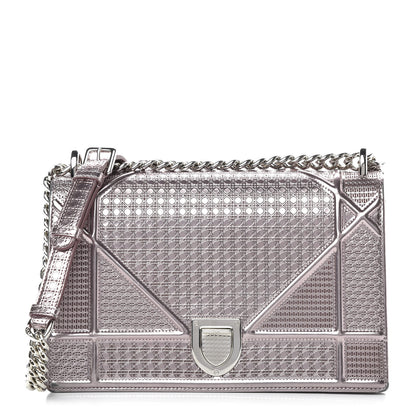 Christian Dior Metallic Patent Micro-Cannage Medium Diorama Flap Bag Hyper Pink 1 of 10