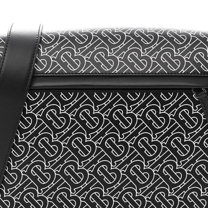 Burberry Calfskin Monogram TB Print Messenger Bag Black White 7 of 9