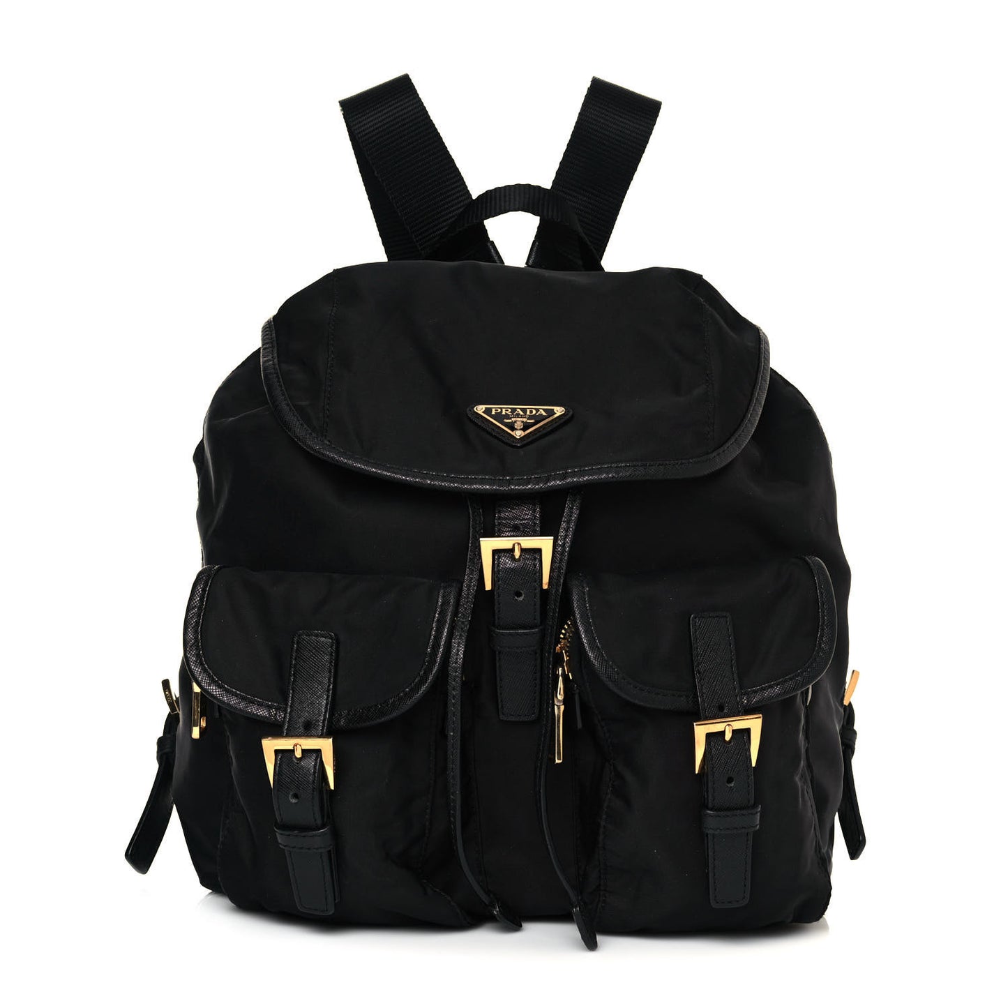 Nylon Vela Saffiano Backpack Black