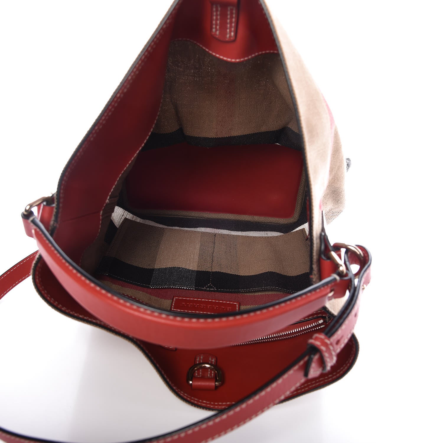 Burberry Canvas Mega Check Medium Ashby Hobo Cadmium Red 7 of 11