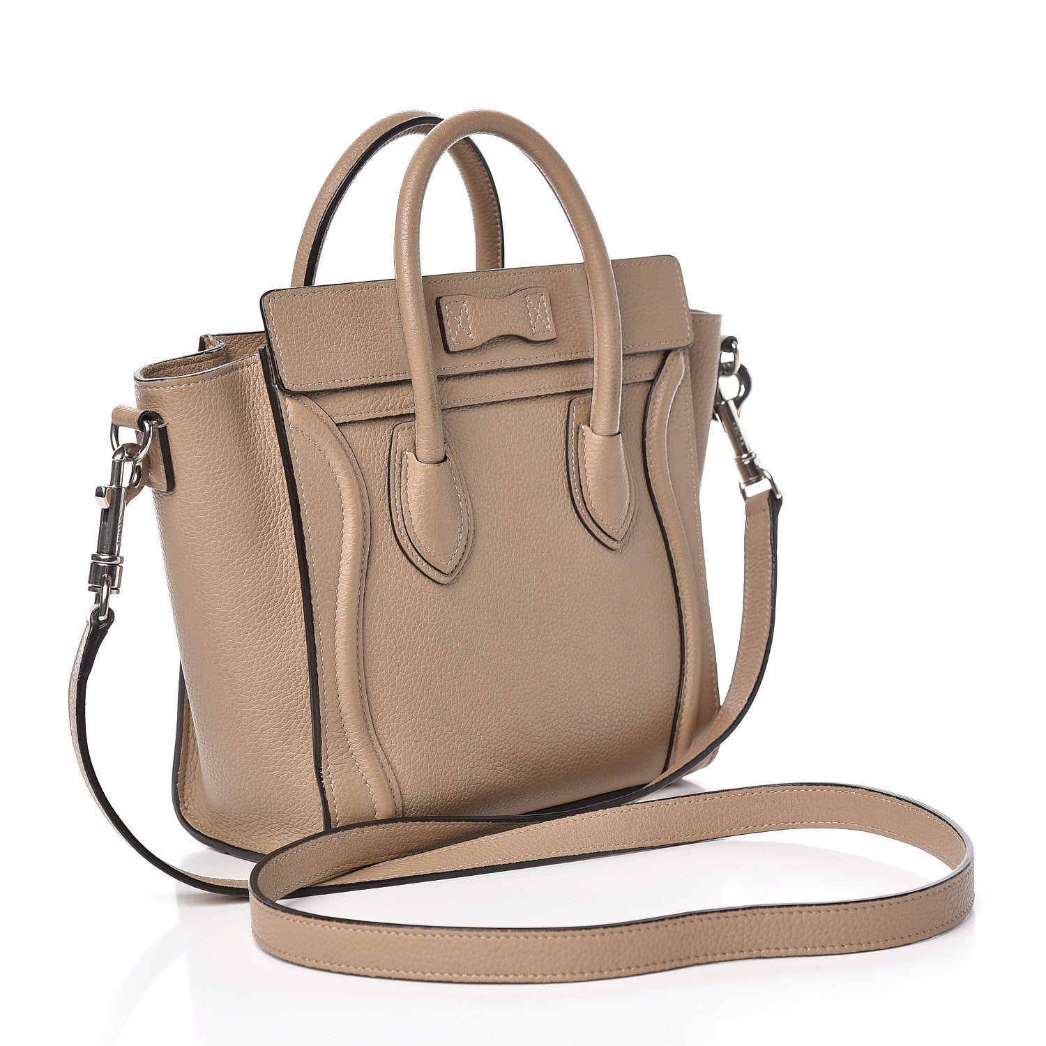 Celine Drummed Calfskin Nano Luggage Dune 3 of 15