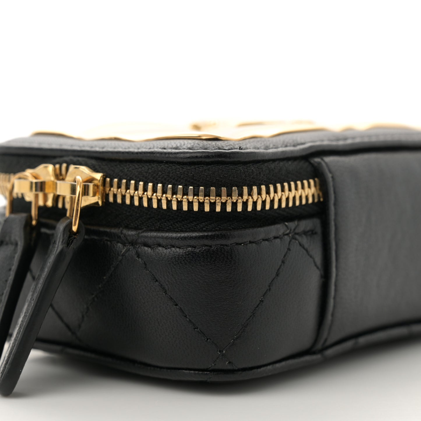 Lambskin Quilted Mini Golden Plate Clutch With Chain Black
