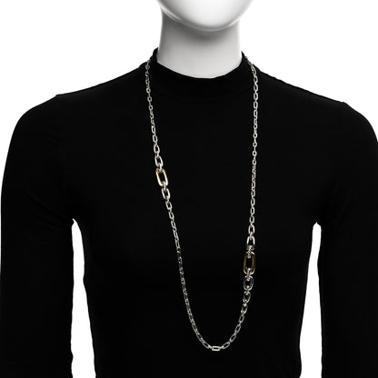 David Yurman Sterling Silver 18K Yellow Gold Wellesley Long Chain Link Necklace 2 of 4