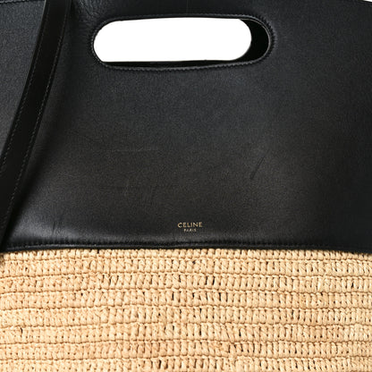 Celine Raffia Calfskin Basket Bag Natural Black 9 of 11