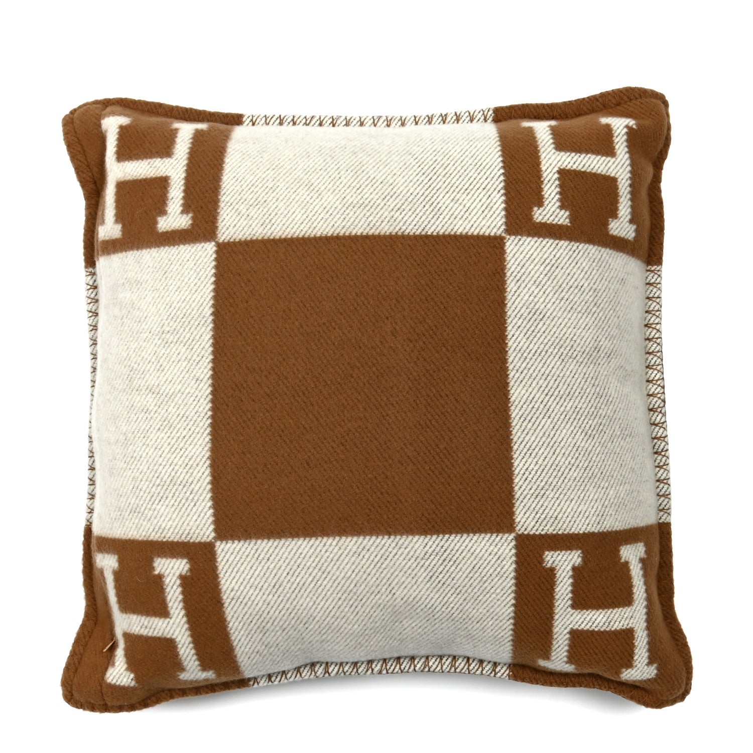 Hermes Wool Cashmere Avalon Pillow PM Ecru Camel 2 of 3