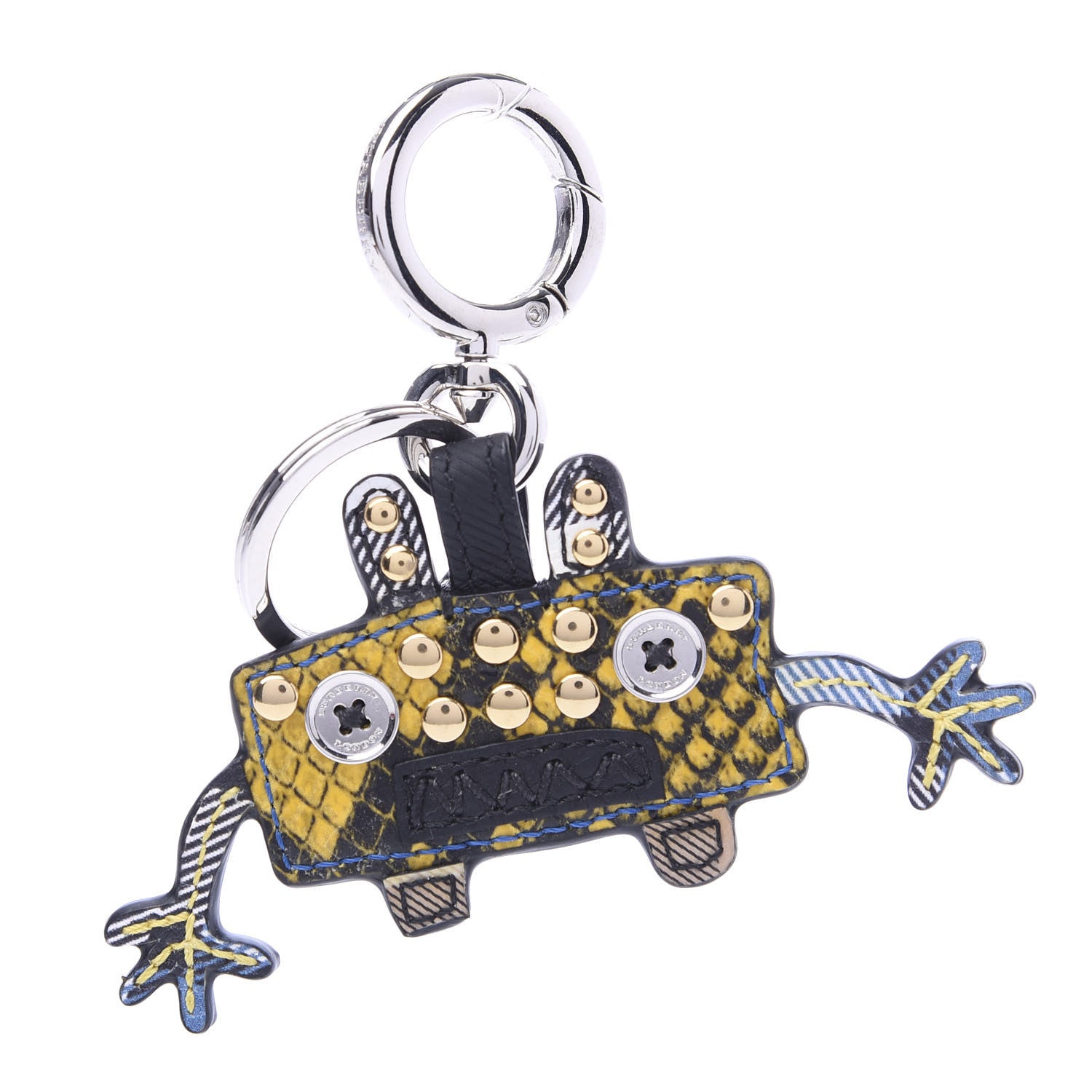 Burberry Calfskin Snakeskin Embossed Studded Monster Bag Charm Bright Toffee Black 1 of 3