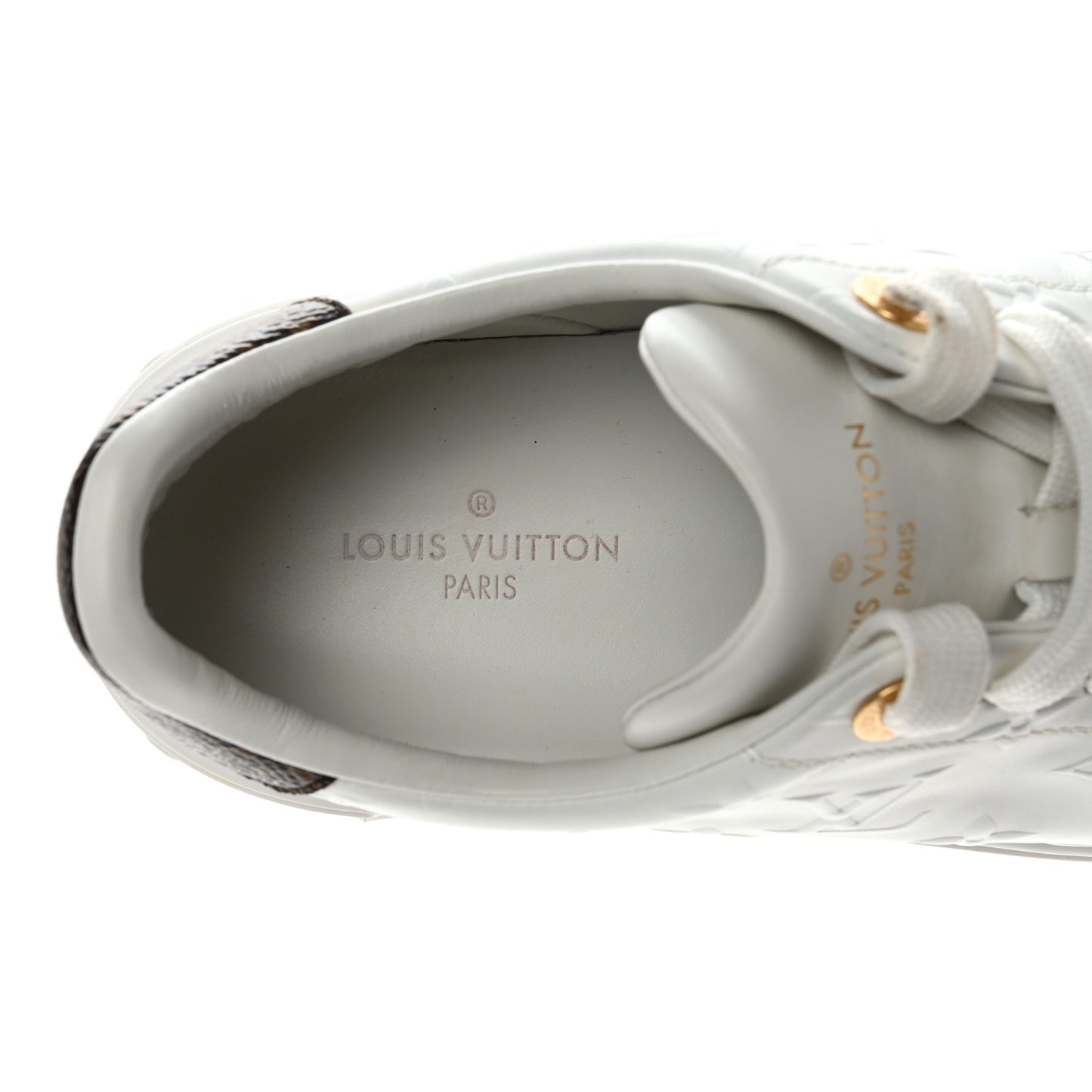 Calfskin Monogram Debossed Time Out Sneakers 38 White