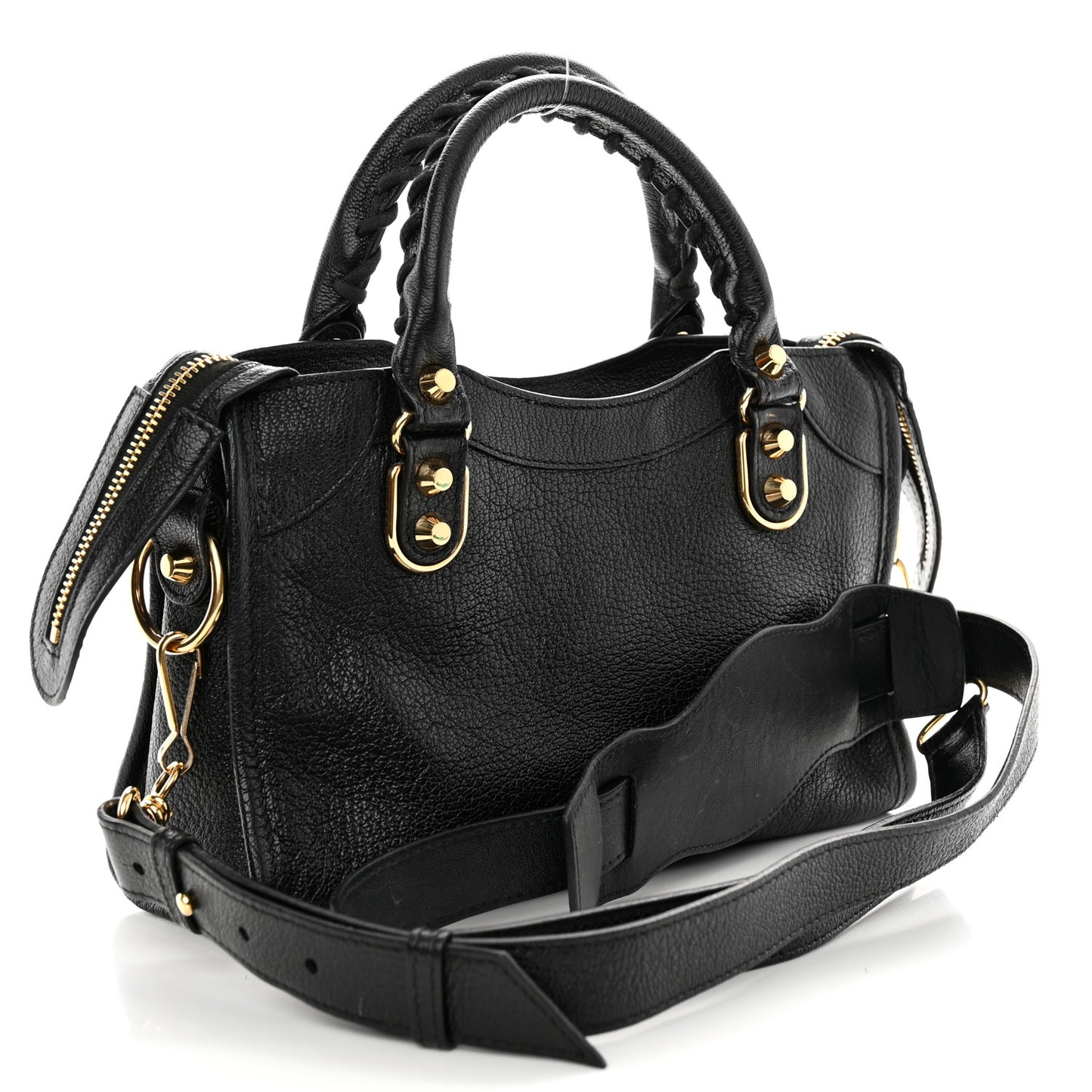 Chevre Gold Metallic Edge Hardware Mini City Black