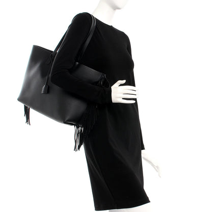 Saint Laurent Calfskin Large Fringe Shopping Tote Black 2 of 9