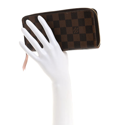Louis Vuitton Damier Ebene Clemence Wallet Rose Ballerine 2 of 7