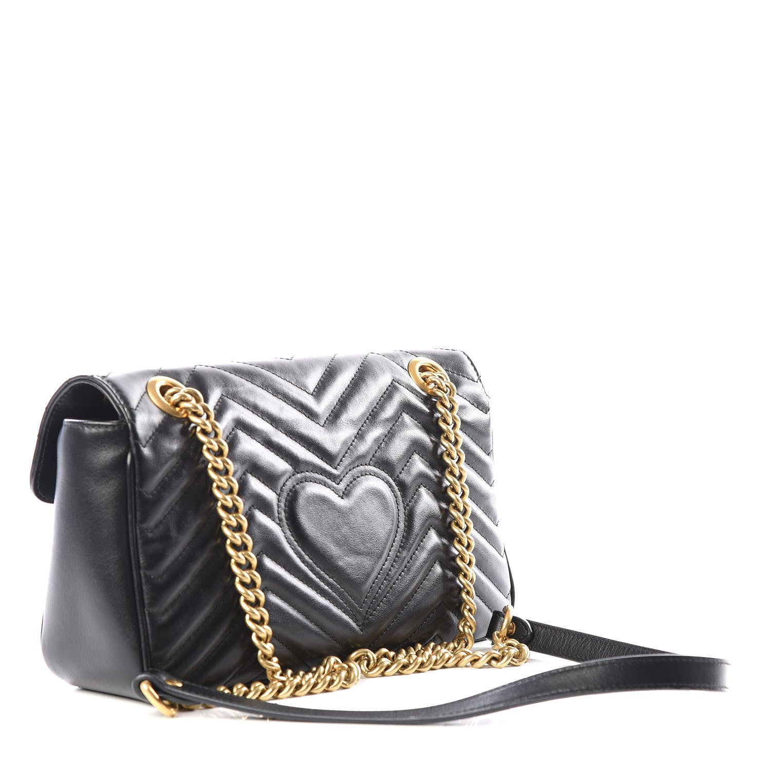 Gucci Calfskin Matelasse Small GG Marmont Shoulder Bag Black 2 of 8