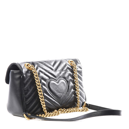 Gucci Calfskin Matelasse Small GG Marmont Shoulder Bag Black 2 of 8