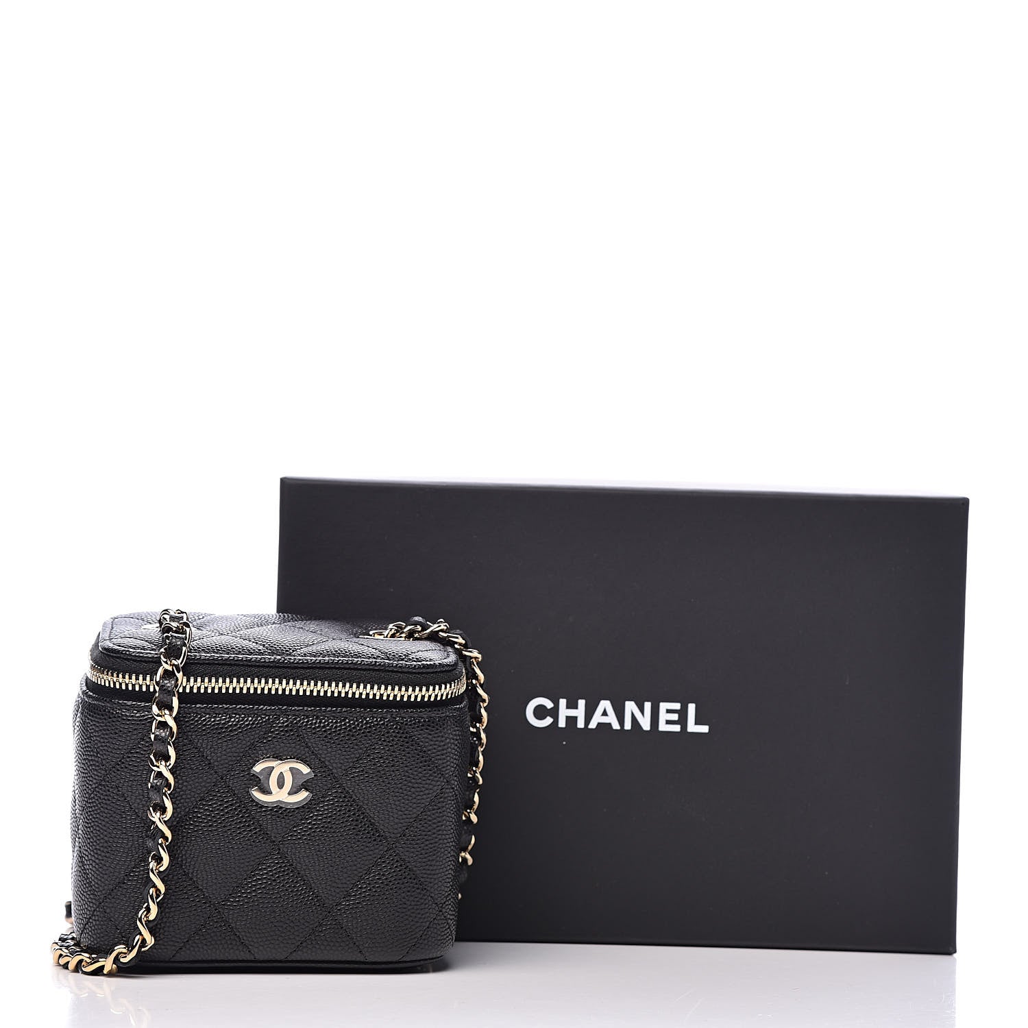 Chanel Caviar Quilted Mini Vanity Case With Chain Black 10 of 10