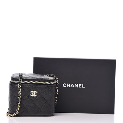 Chanel Caviar Quilted Mini Vanity Case With Chain Black 10 of 10