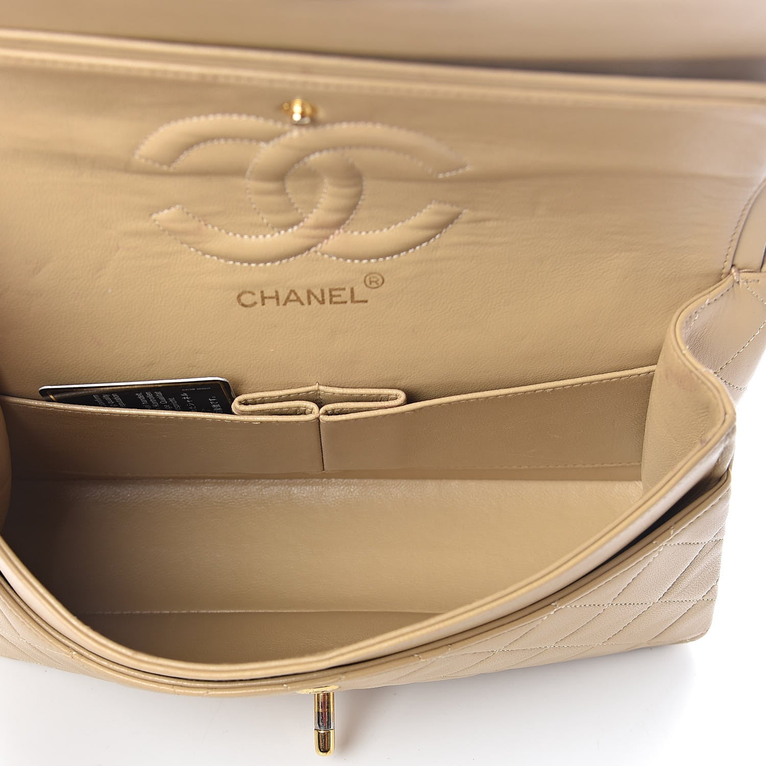 Chanel Lambskin Quilted Medium Double Flap Beige 5 of 10