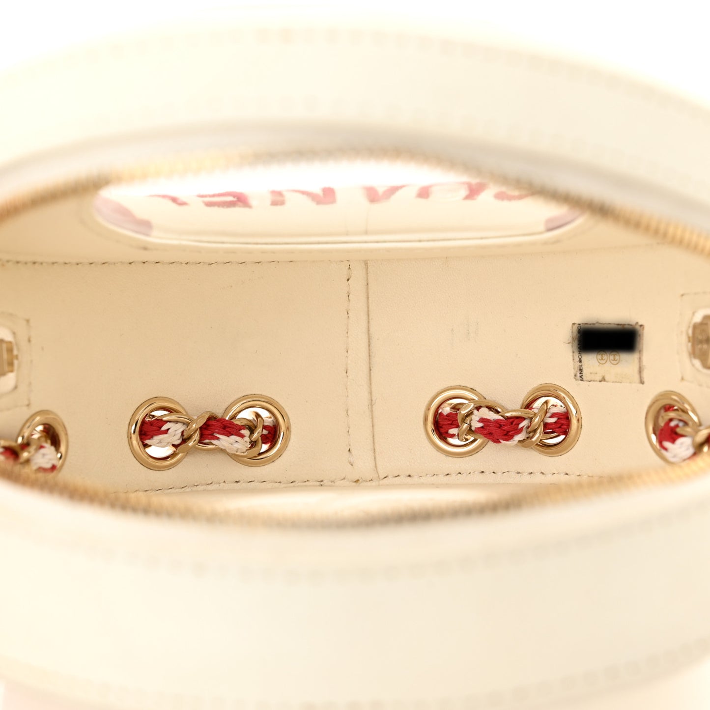 Lambskin Coco Lifesaver Round Bag Red White