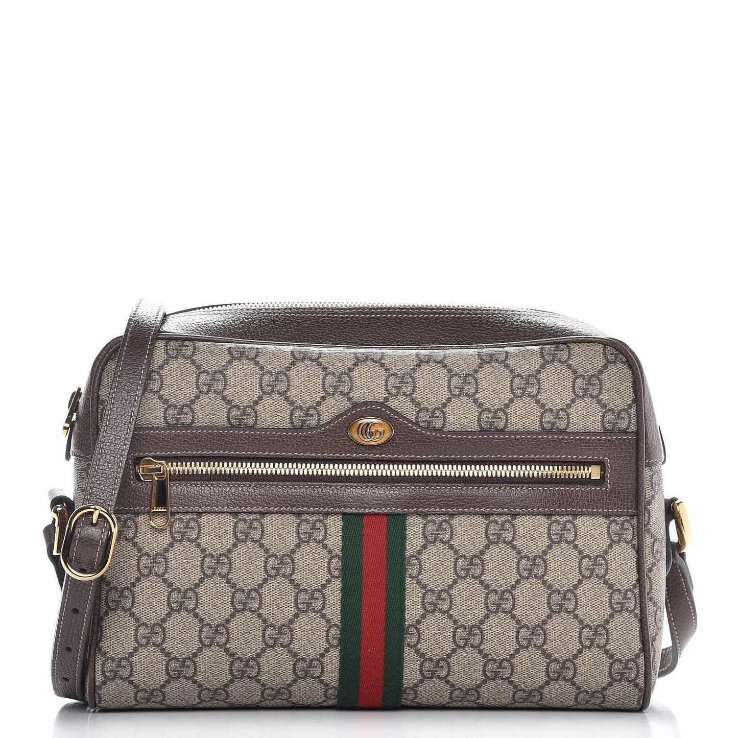 GG Supreme Monogram Web Small Ophidia Shoulder Bag Brown