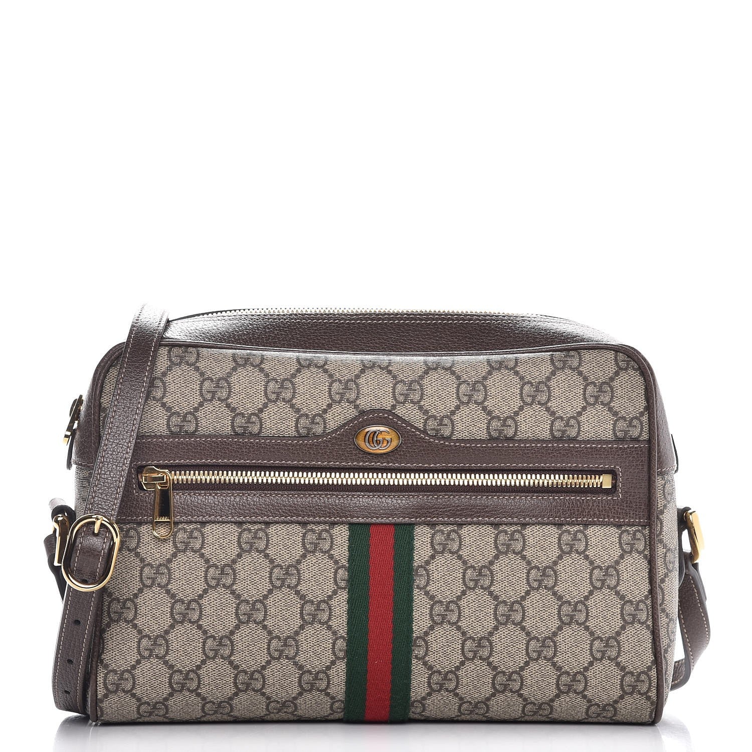Gucci GG Supreme Monogram Web Small Ophidia Shoulder Bag Brown 1 of 7