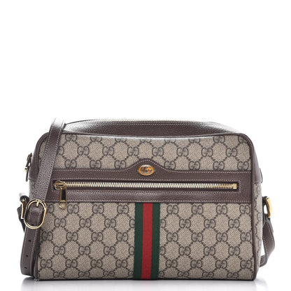 Gucci GG Supreme Monogram Web Small Ophidia Shoulder Bag Brown 1 of 7