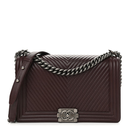 Chanel Calfskin Chevron Quilted New Medium Boy Flap Burgundy 1 of 10
