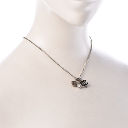 Chanel Enamel CC Charm Necklace Silver 2 of 5