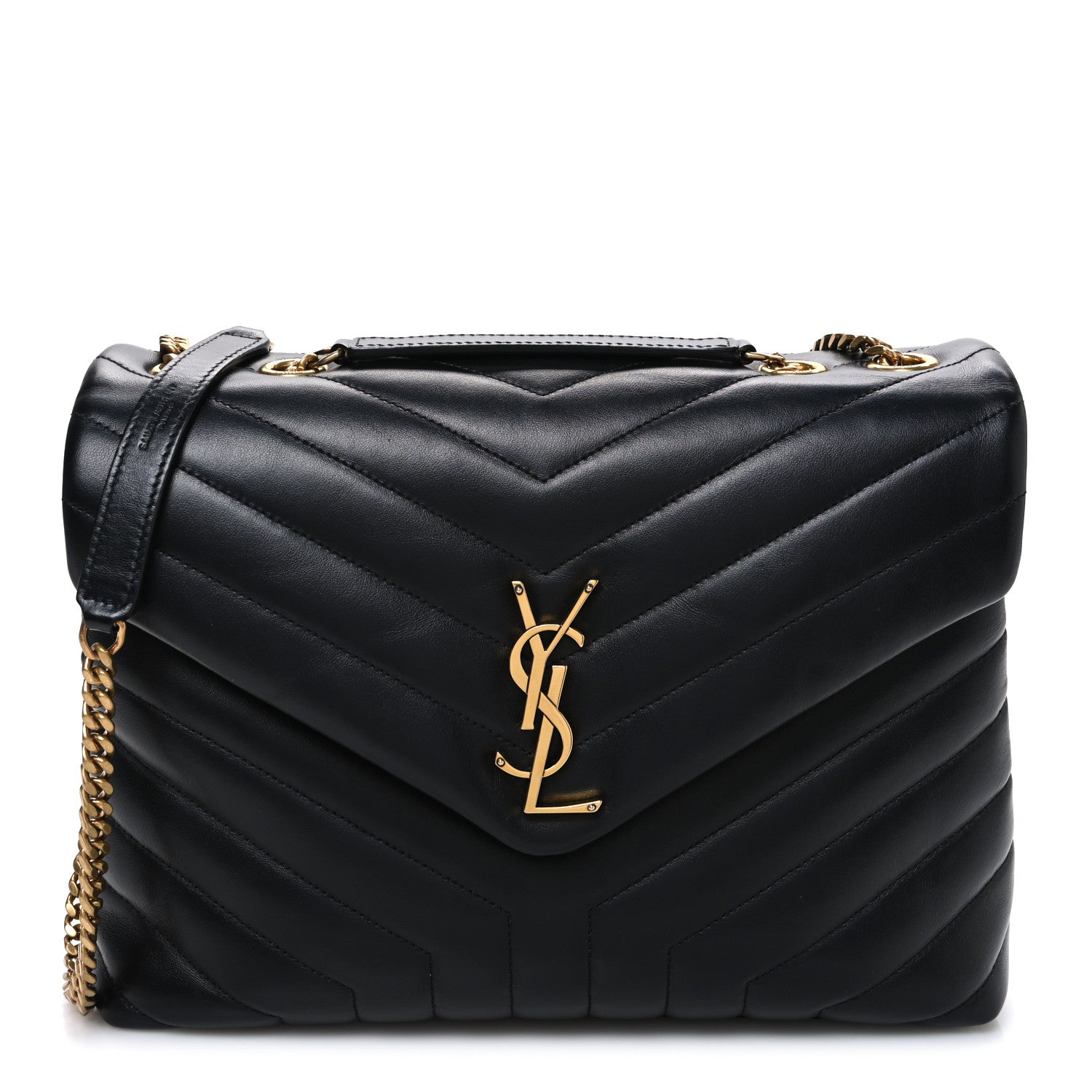 Saint Laurent Calfskin Y Quilted Monogram Medium Loulou Chain Satchel Black 1 of 10