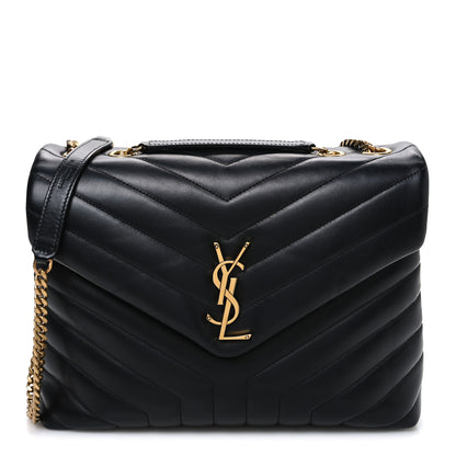 Saint Laurent Calfskin Y Quilted Monogram Medium Loulou Chain Satchel Black 1 of 10
