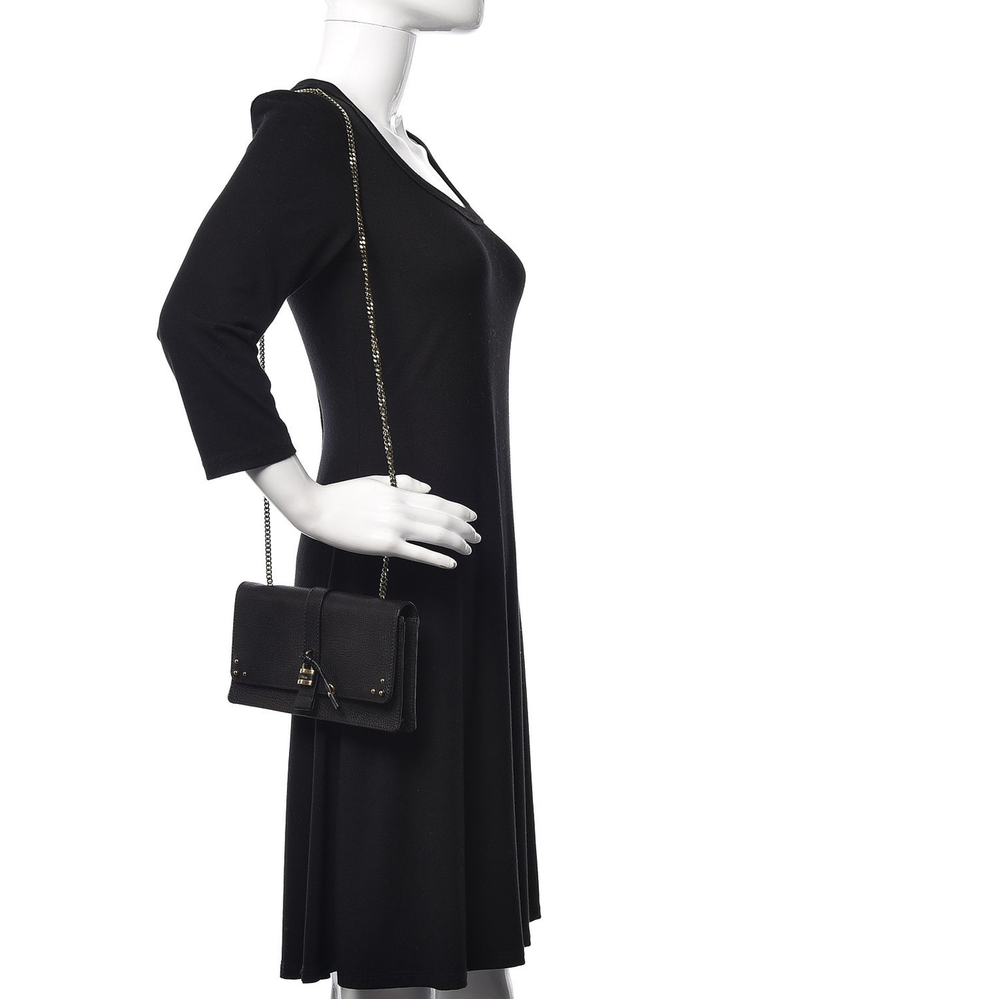 Calfskin Aurore Wallet on Chain Black