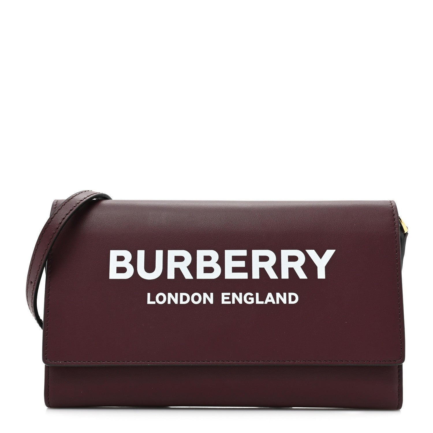 Burberry Calfskin Logo Hazelmere Wallet With Detachable Strap Deep Maroon 1 of 12