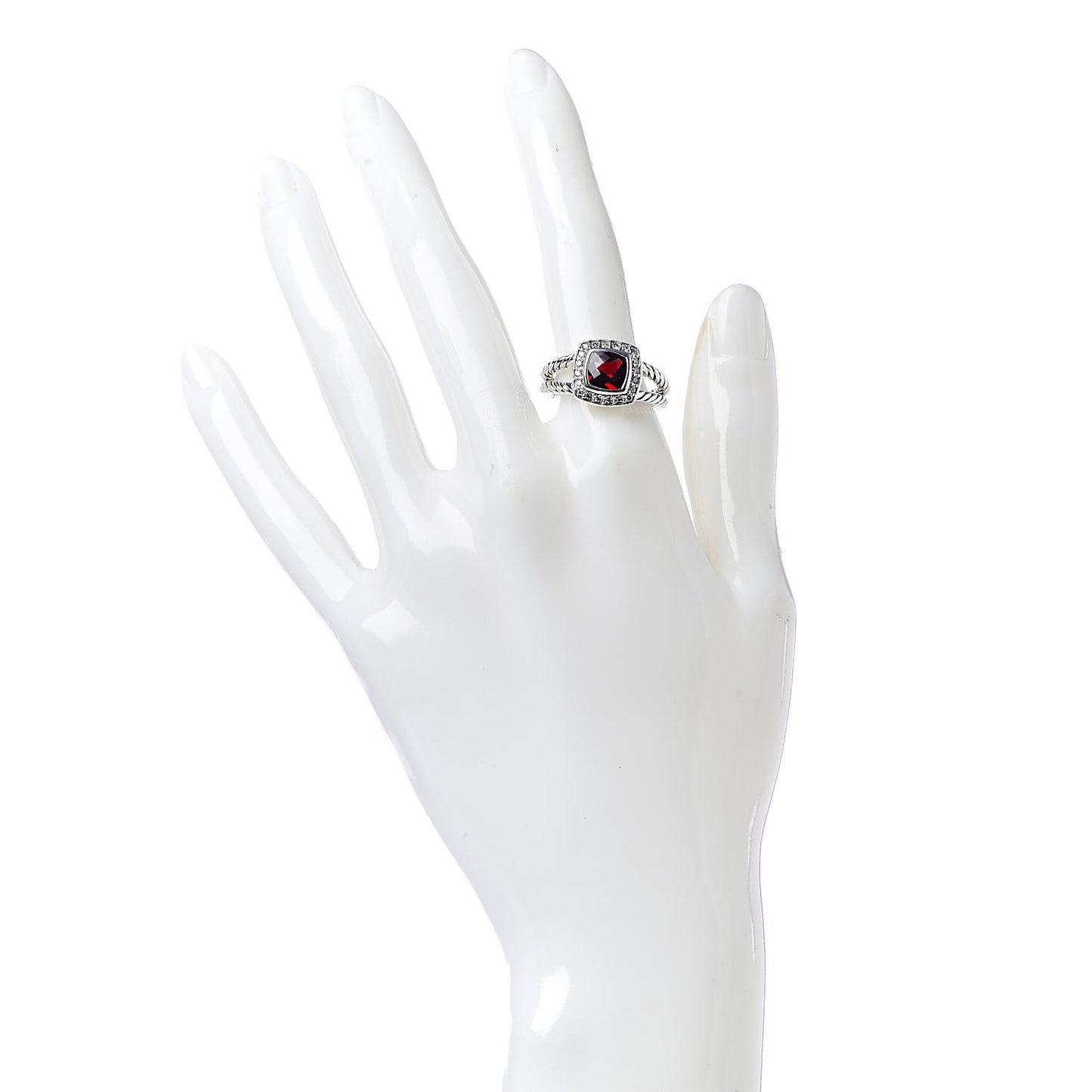 Sterling Silver Diamond Garnet 7mm Petite Albion Ring 54 7