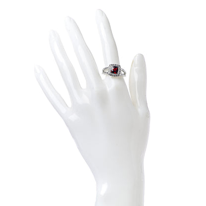 David Yurman Sterling Silver Diamond Garnet 7mm Petite Albion Ring 54 7 2 of 5