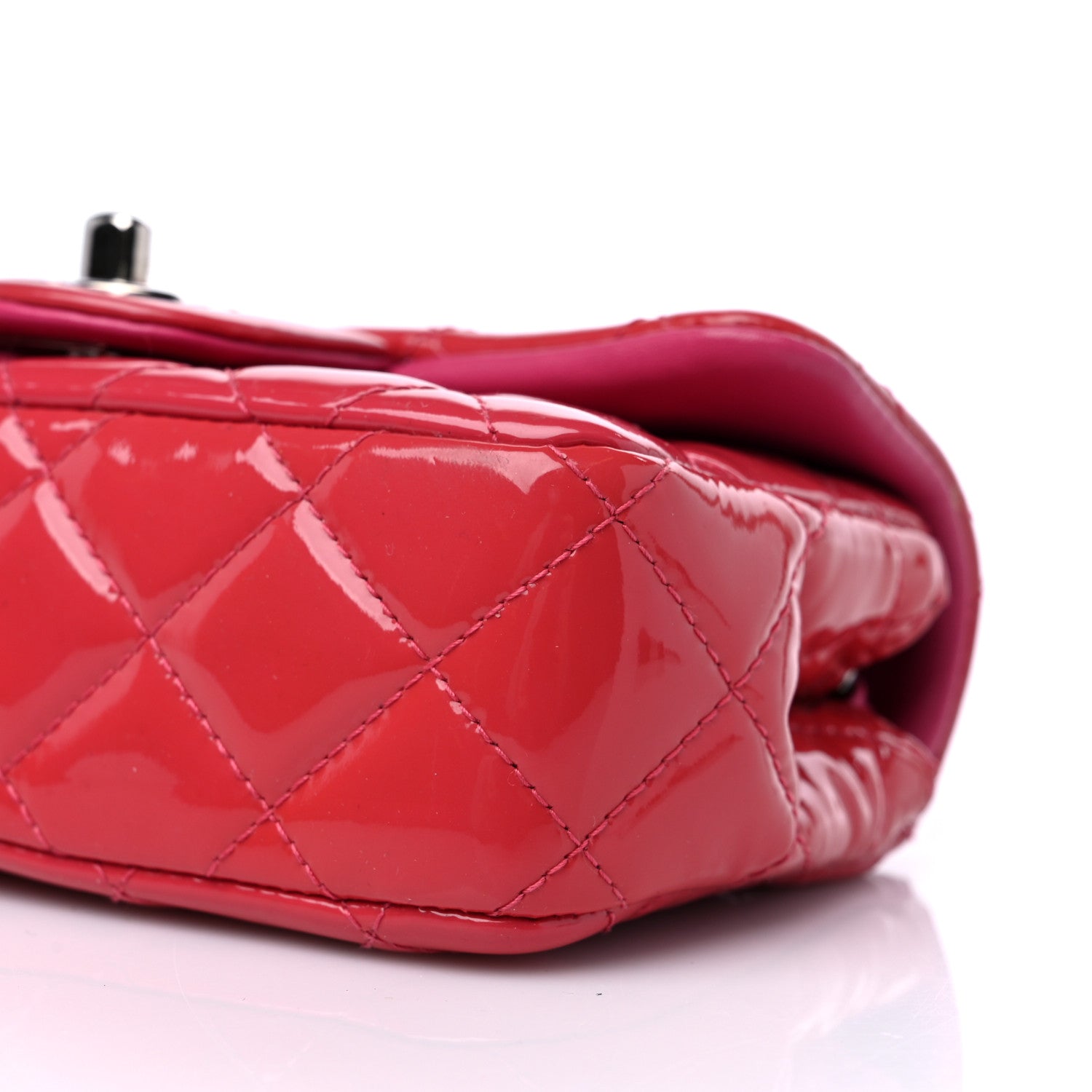 Chanel Patent Calfskin Quilted Extra Mini Rectangular Flap Pink 9 of 11
