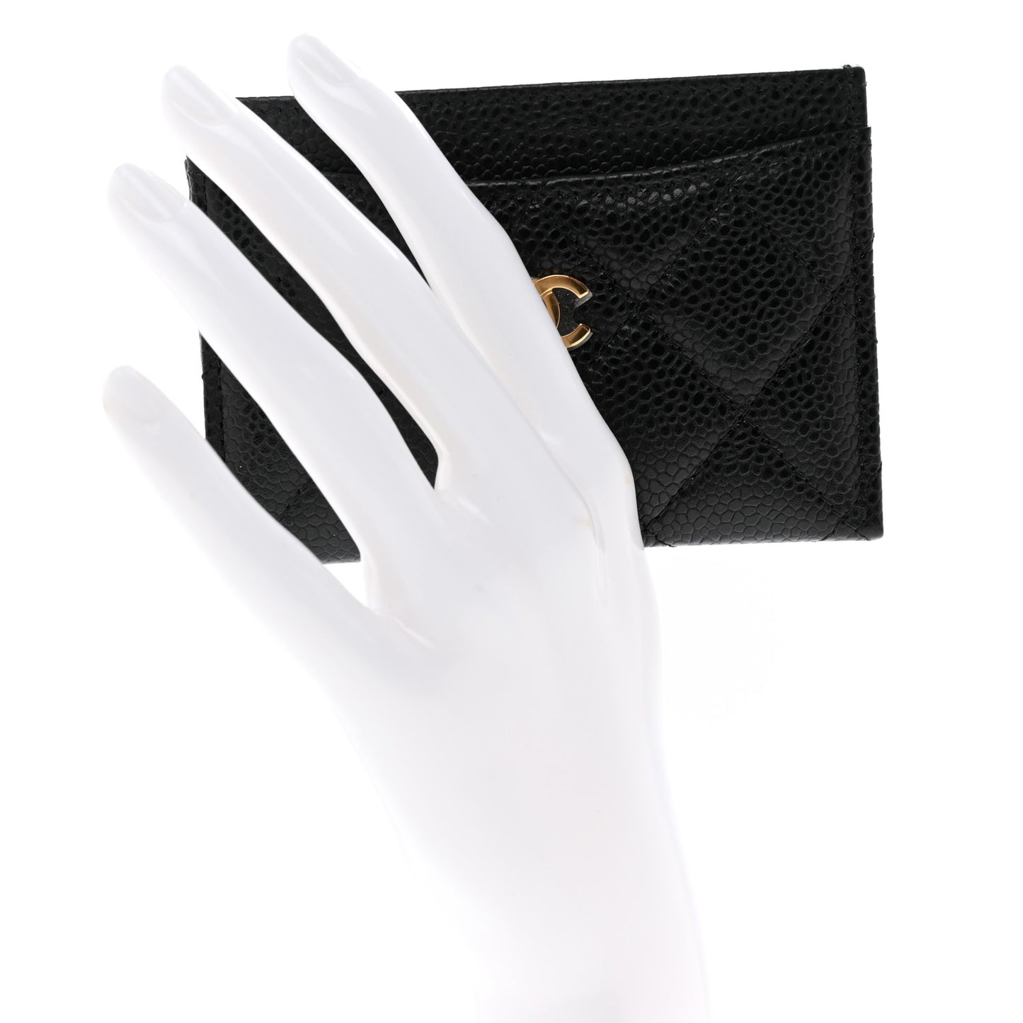 Caviar Quilted Card Holder Black