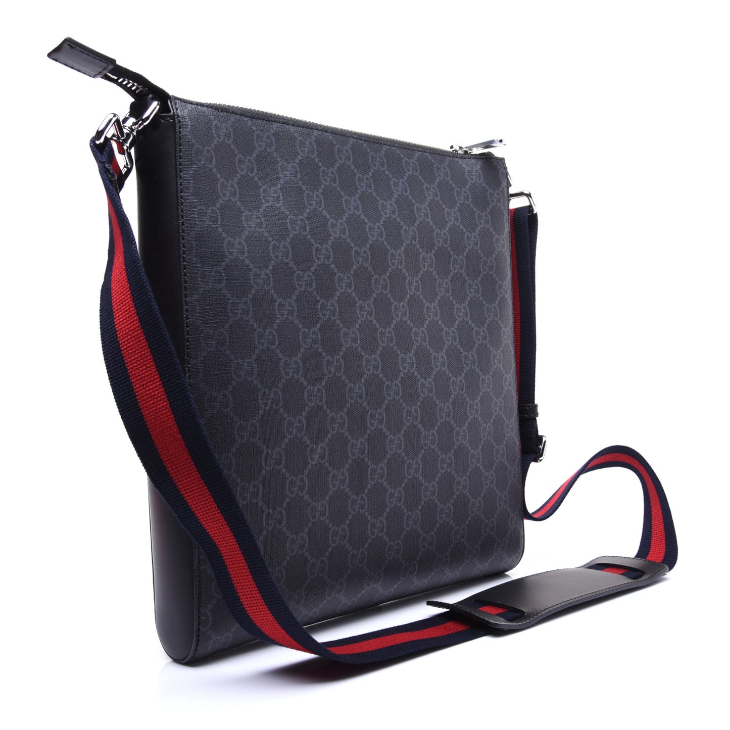 GG Supreme Monogram Night Courrier Flat Messenger Bag Black Multicolor