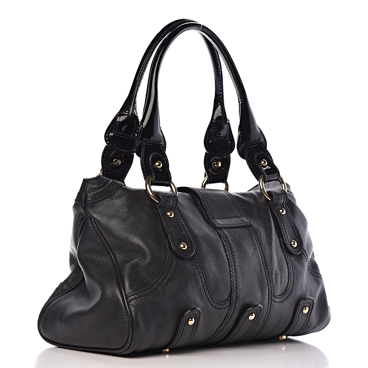 Valentino Garavani Grained Calfskin Catch Satchel Black 3 of 9