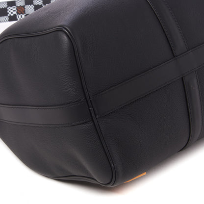 Louis Vuitton Calfskin Damier Distorted Keepall Bandouliere 40 Black 5 of 8