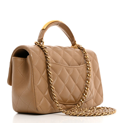 Chanel Lambskin Quilted Mini Metal Top Handle Rectangular Flap Beige 3 of 11