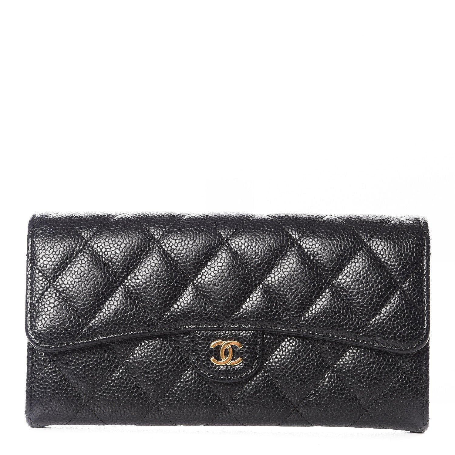 Chanel Caviar Quilted Large Gusset Flap Wallet Black 1 of 11