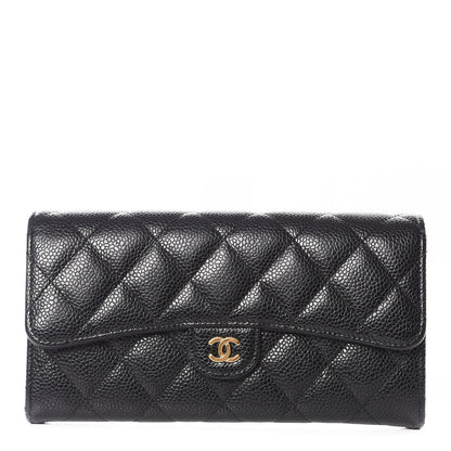 Chanel Caviar Quilted Large Gusset Flap Wallet Black 1 of 11