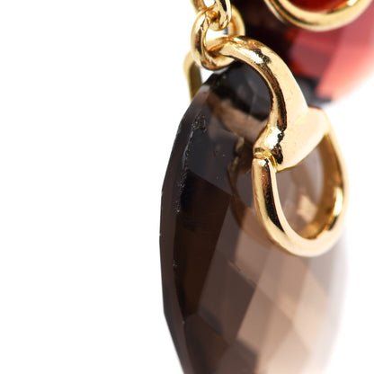 Gucci 18K Yellow Gold Garnet Smoky Quartz Horsebit Link Pendant Necklace 12 of 12