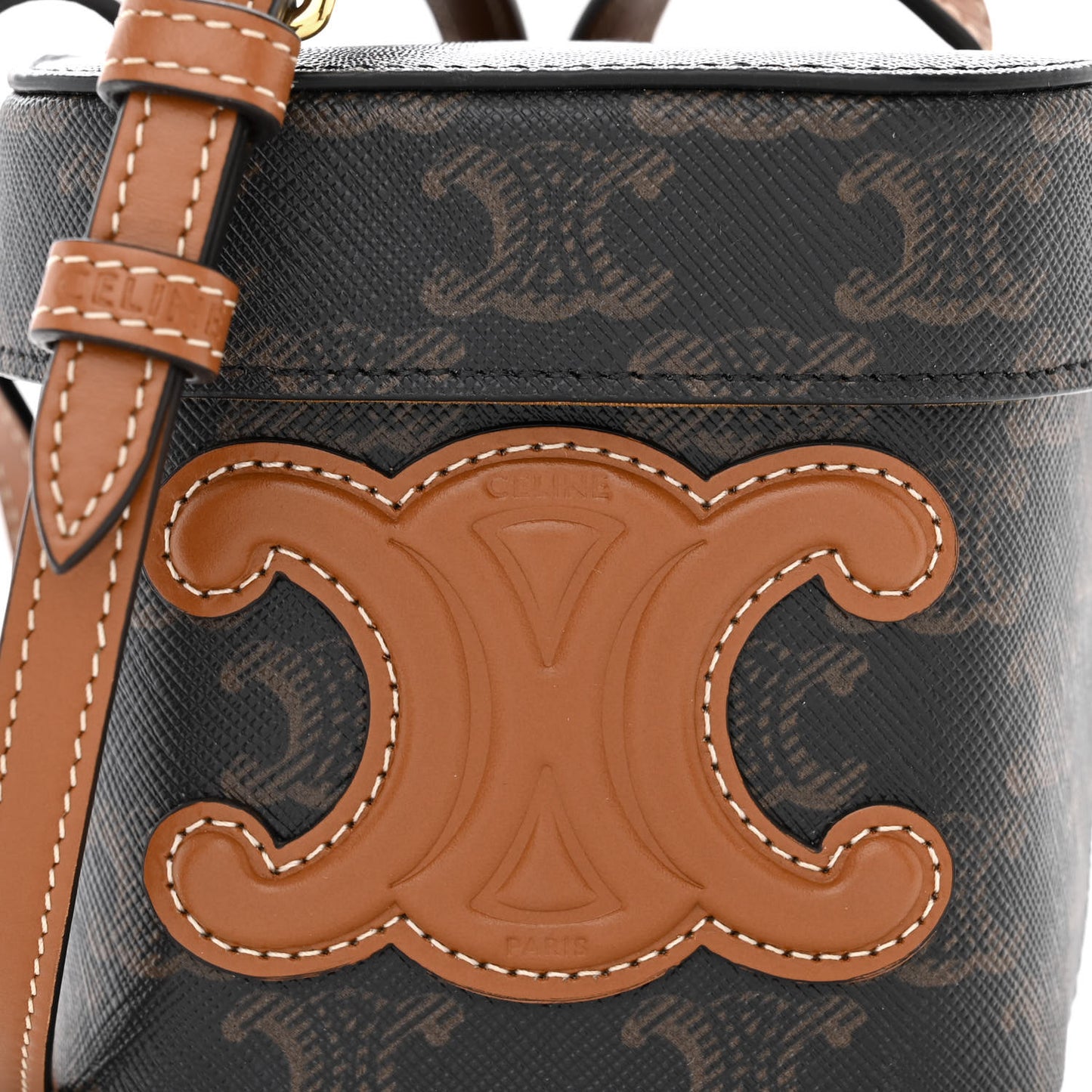 Triomphe Canvas Calfskin Small Cuir Triomphe Box Tan