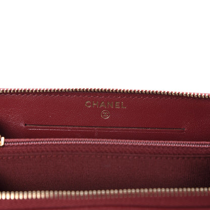 Chanel Sheepskin Caviar Chevron Quilted Medium Mademoiselle Vintage Zip Around Wallet Red 7 of 9