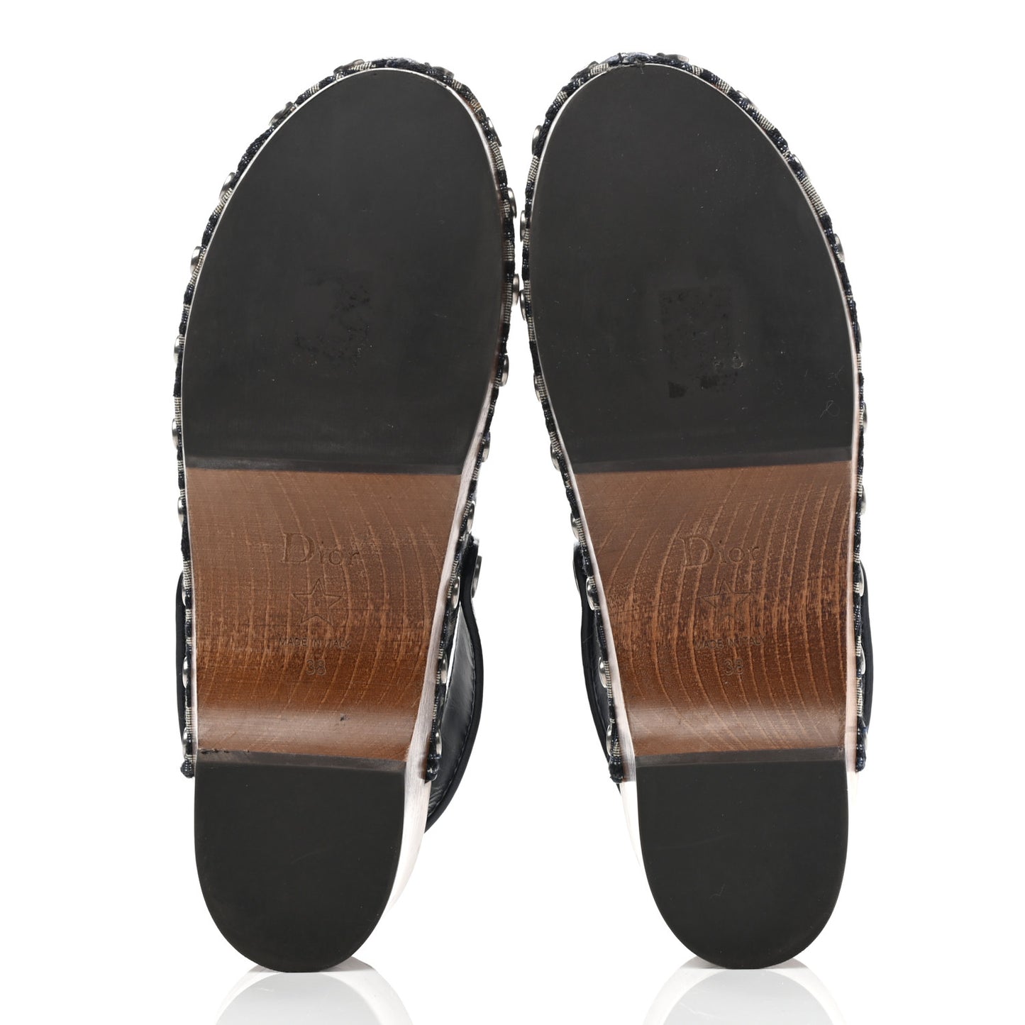 Canvas Oblique Diorquake 20mm Slingback Clogs 38 Deep Blue